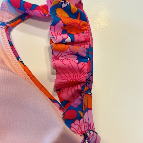 CUPSHE Bikini 2 Piece Swimsuit High Waisted Bottom Floral Print Ruffle V Neck L - Picture 11 of 12